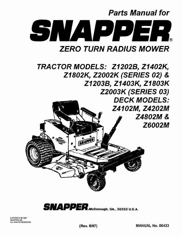 Snapper Lawn Mower Z2003K (Series 03)-page_pdf